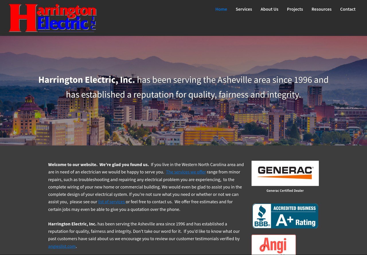Harrington Electric website preview
