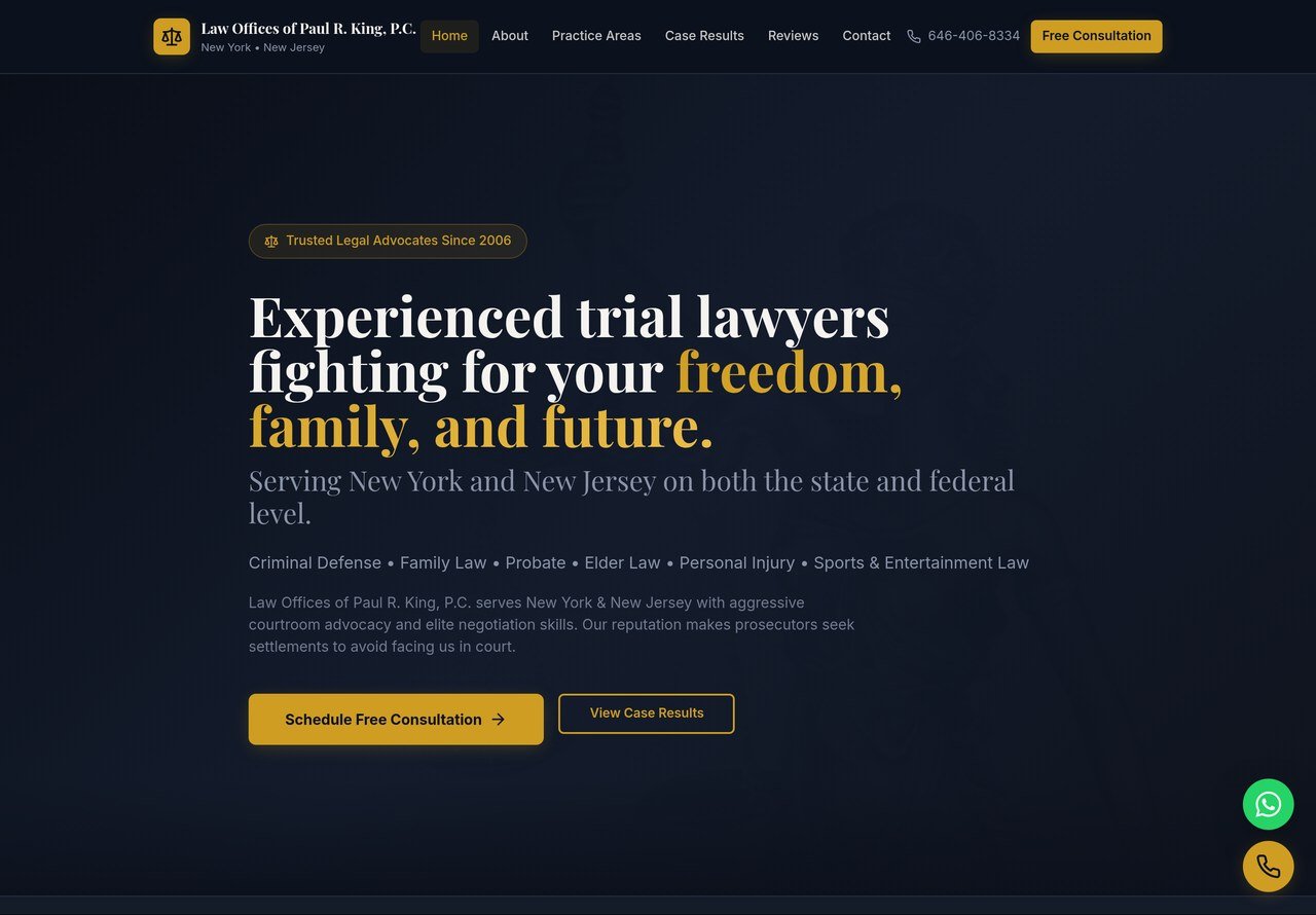 King Law NYC website preview