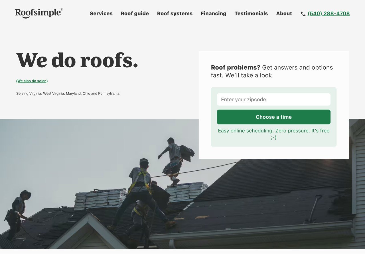 Roofsimple website preview